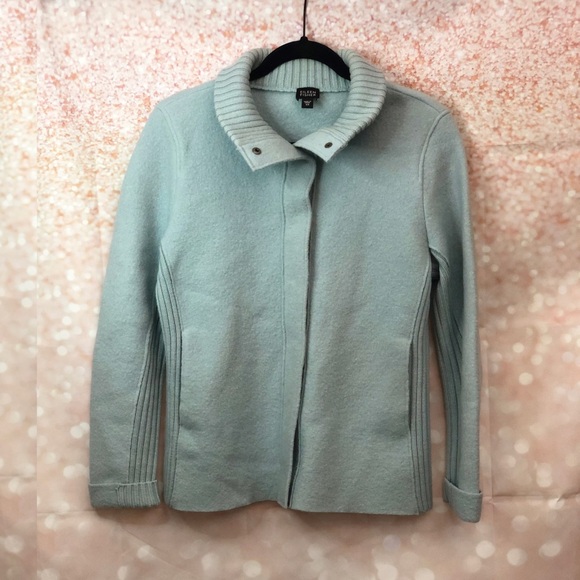 Eileen Fisher Jackets & Blazers - Eileen Fisher | Snap Front Wool Jacket, Light Blue
